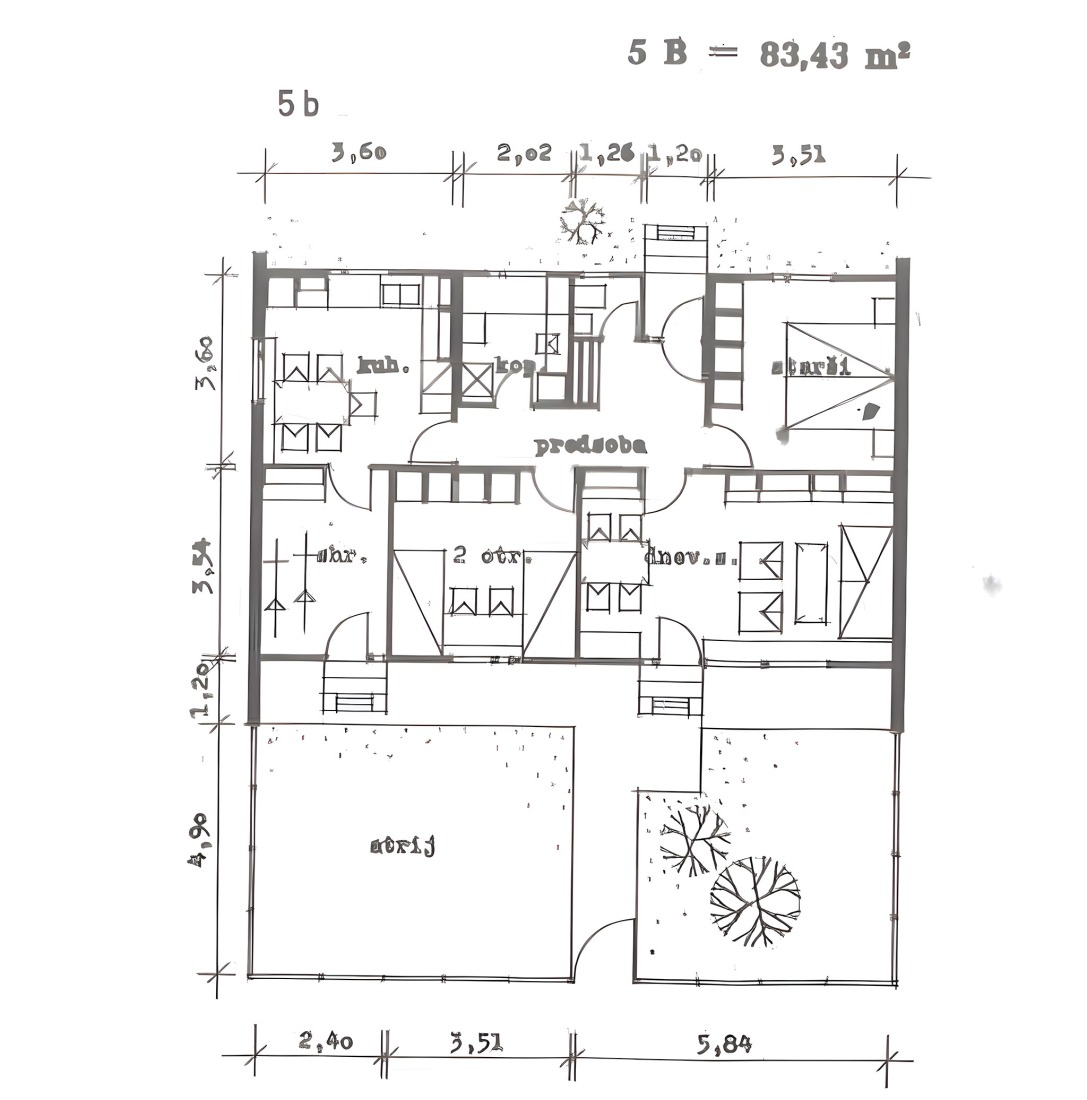Original ground floor plan. House under the poplars by OFIS arhitekti.
