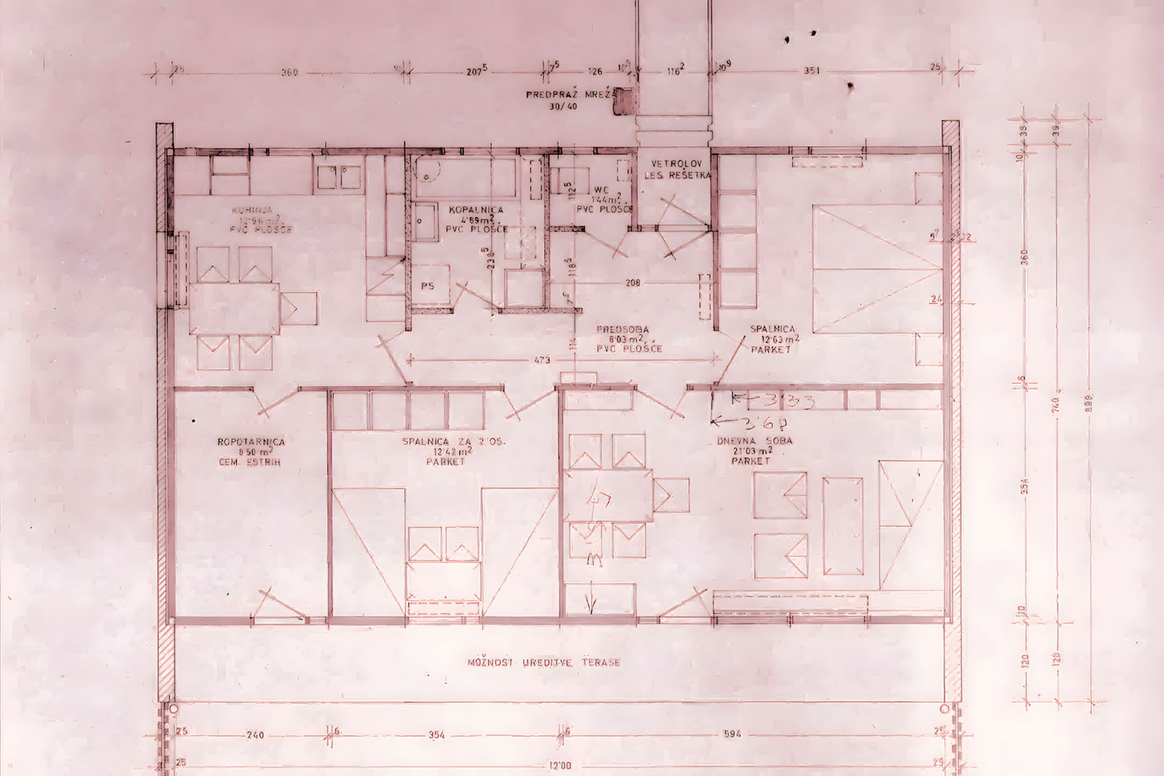Original ground floor plan. House under the poplars by OFIS arhitekti.