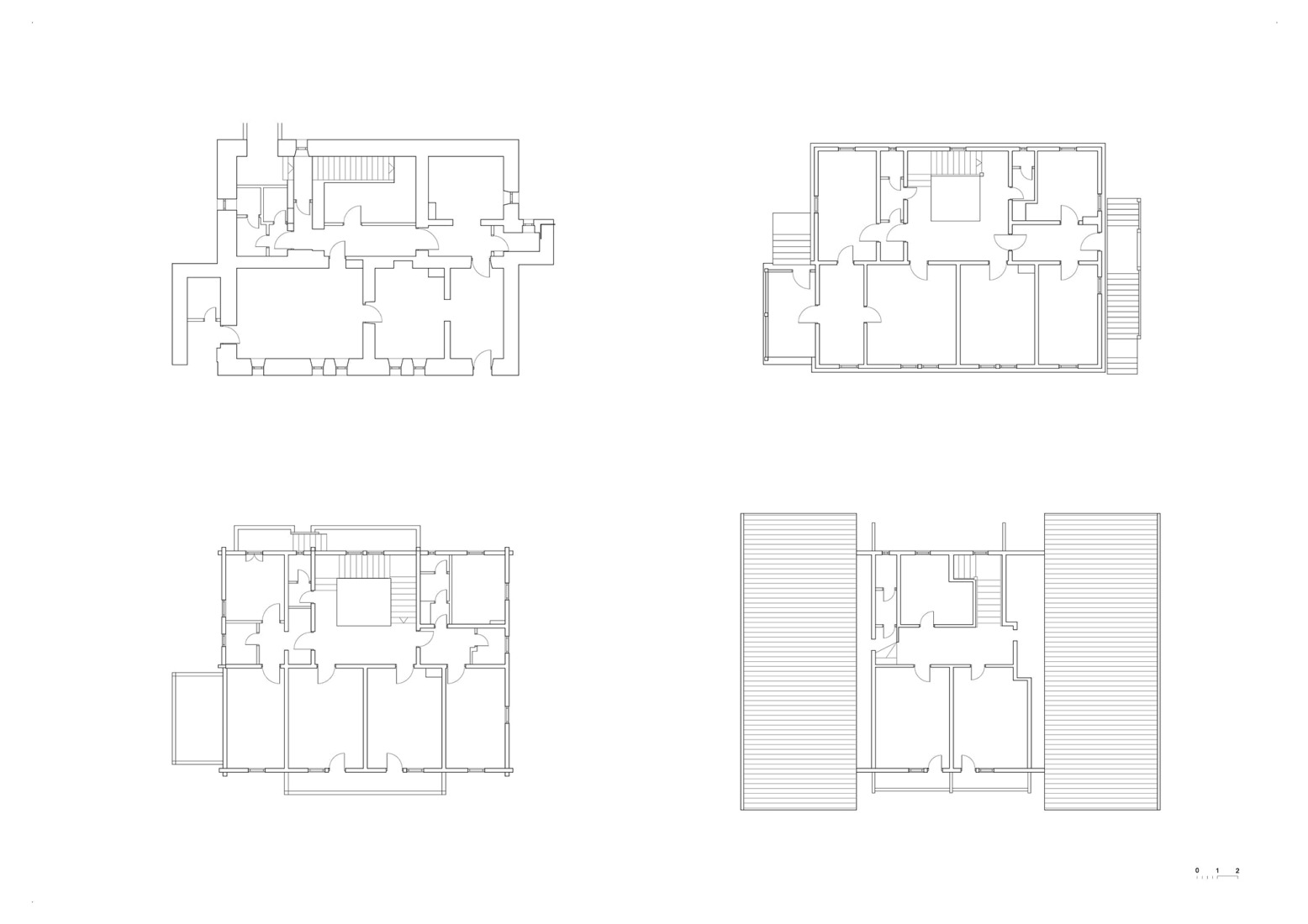 Existing floor plans. Vila Muhr by OFIS arhitekti.