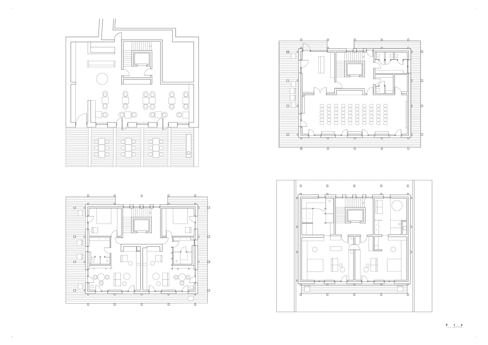 Floor plans after the renovation. Vila Muhr by OFIS arhitekti.
