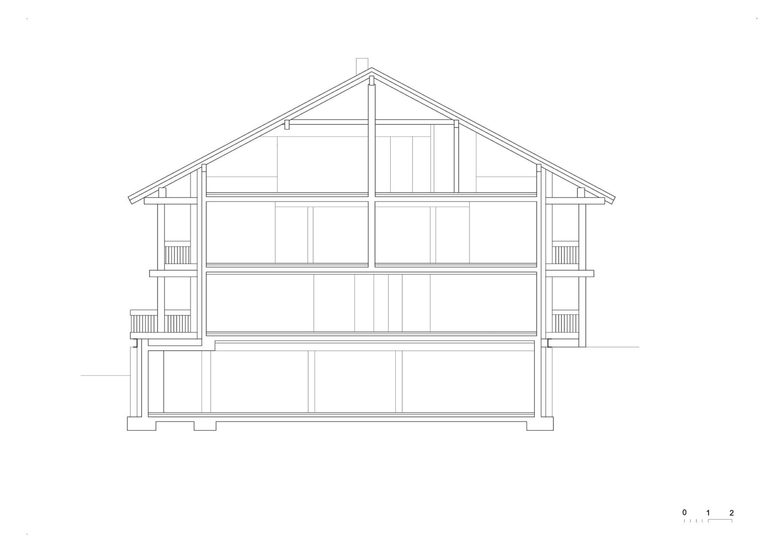 Section after the renovation. Vila Muhr by OFIS arhitekti.