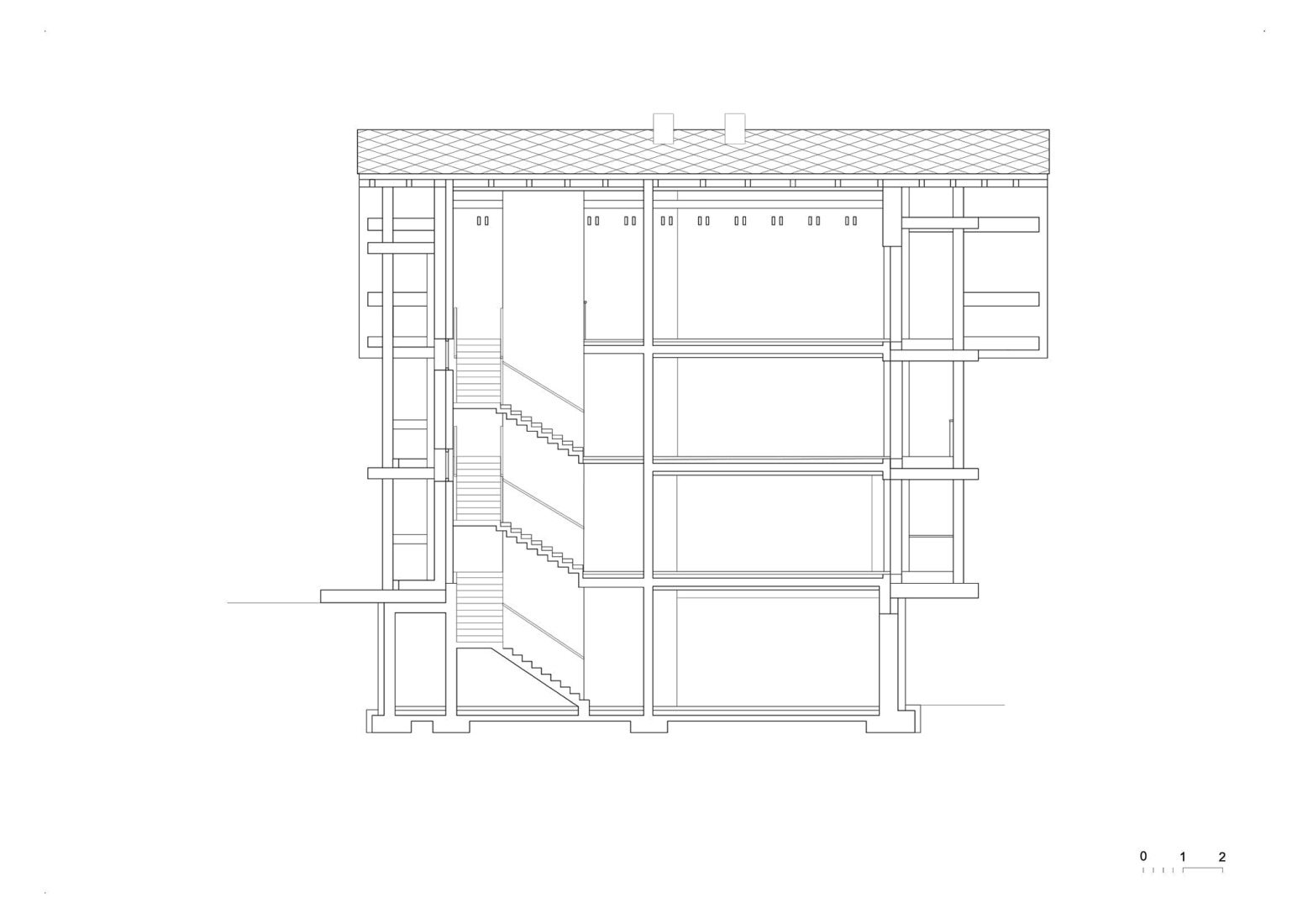 Section after the renovation. Vila Muhr by OFIS arhitekti.