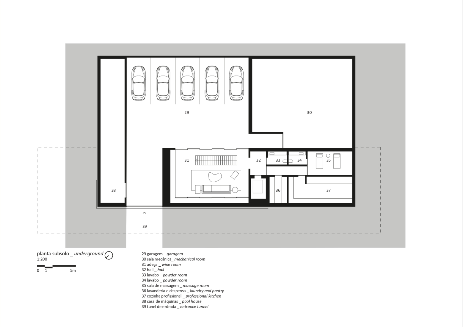 Planta sótano. Casa Flag por studio mk27. 