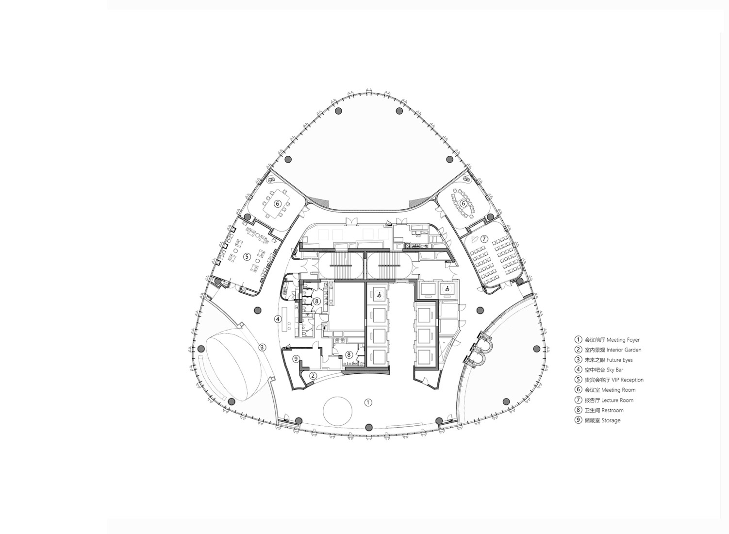 Floor plan level 56. CXCC SUMMIT 58 by Wutopia Lab.