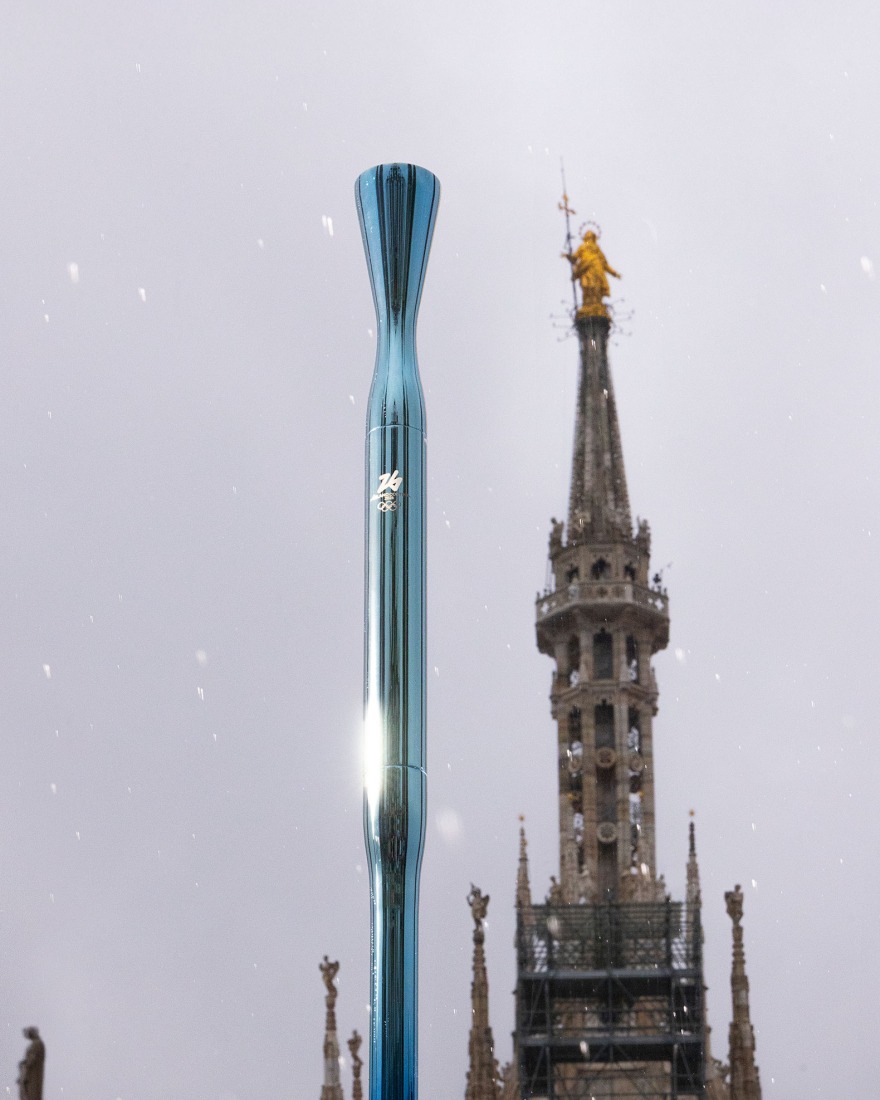 Olympic Torch for Milano Cortina 2026 by CRA. Photograph courtesy of CRA.
