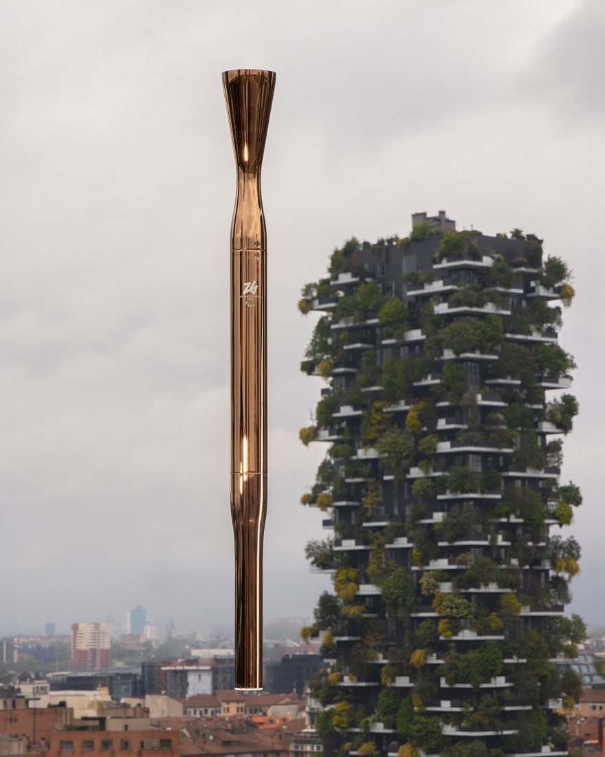 Olympic Torch for Milano Cortina 2026 by CRA. Photograph courtesy of CRA.