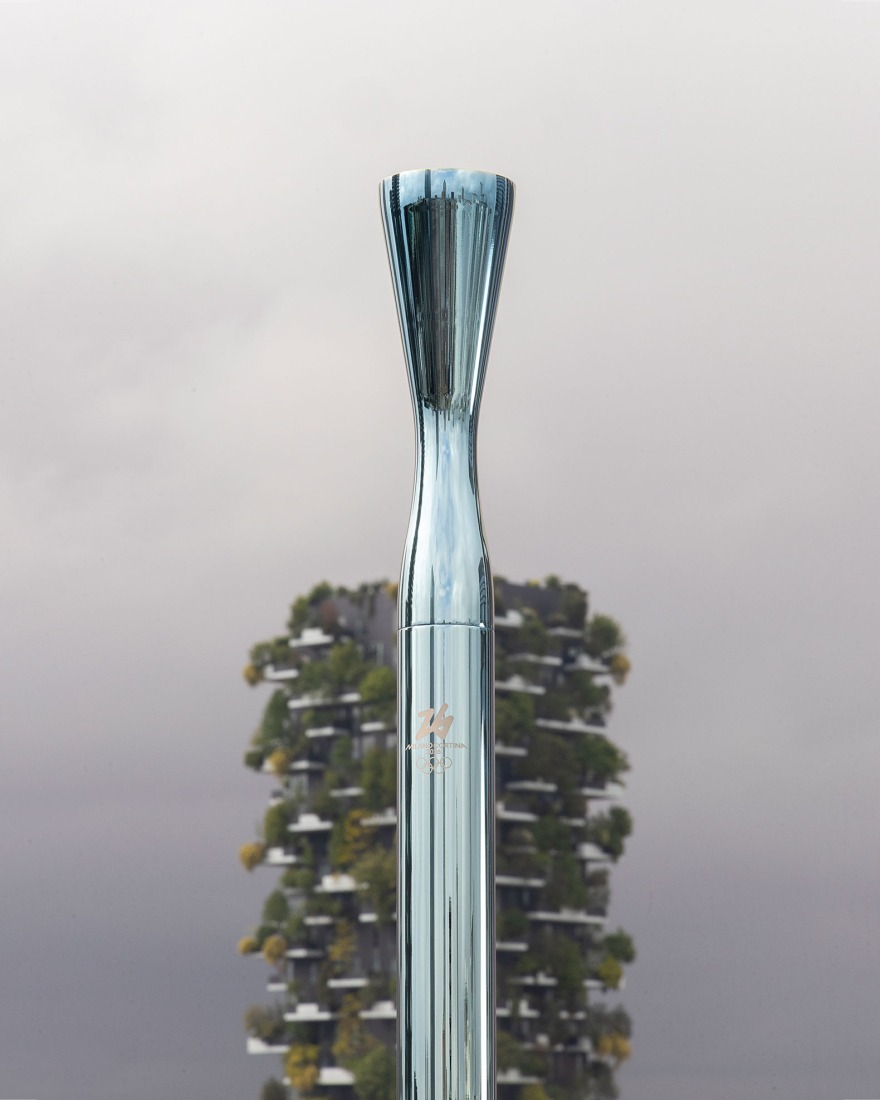 Olympic Torch for Milano Cortina 2026 by CRA. Photograph courtesy of CRA.