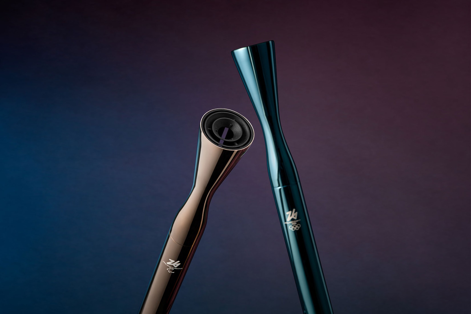 Olympic Torch for Milano Cortina 2026 by CRA. Photograph courtesy of CRA.