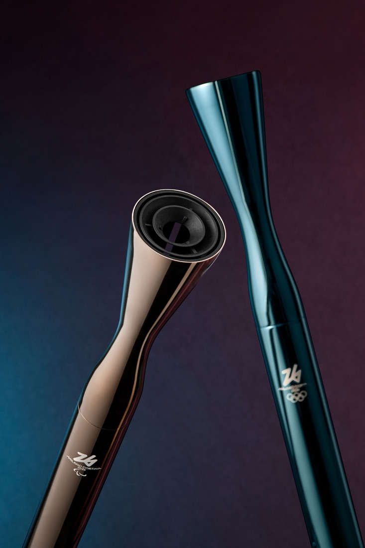 Olympic Torch for Milano Cortina 2026 by CRA. Photograph courtesy of CRA.