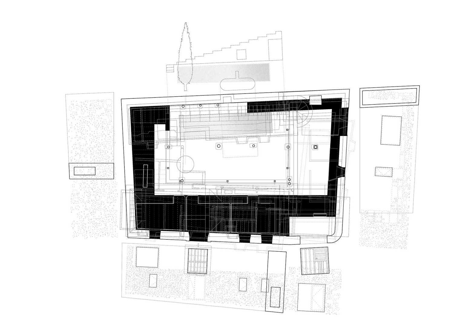 Ground floor plan. Emptied House by estudio veintidós.