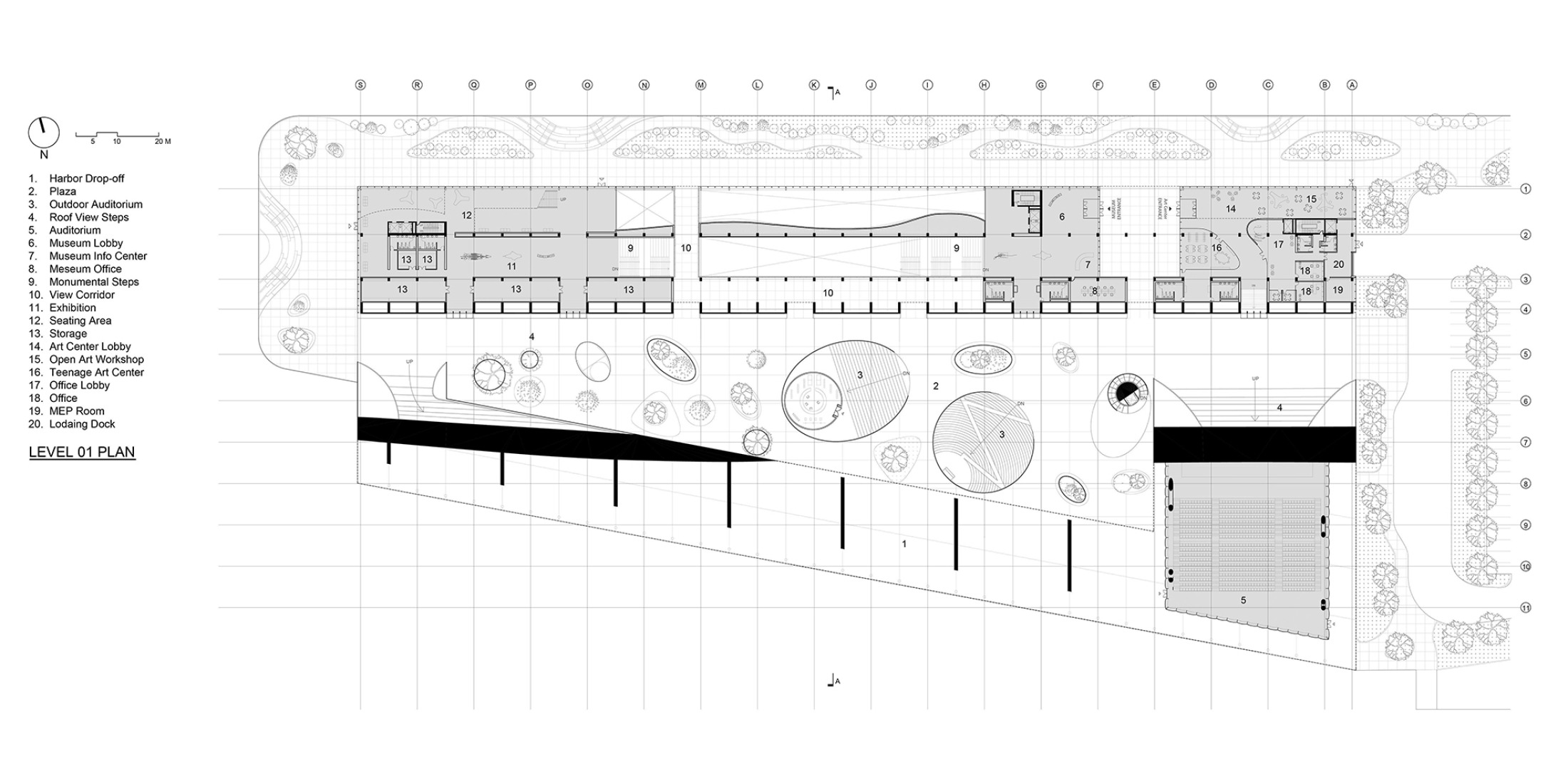 Plano de primera planta. Museo Brise-Vent del Puerto de Havre por LYT-X Studio.