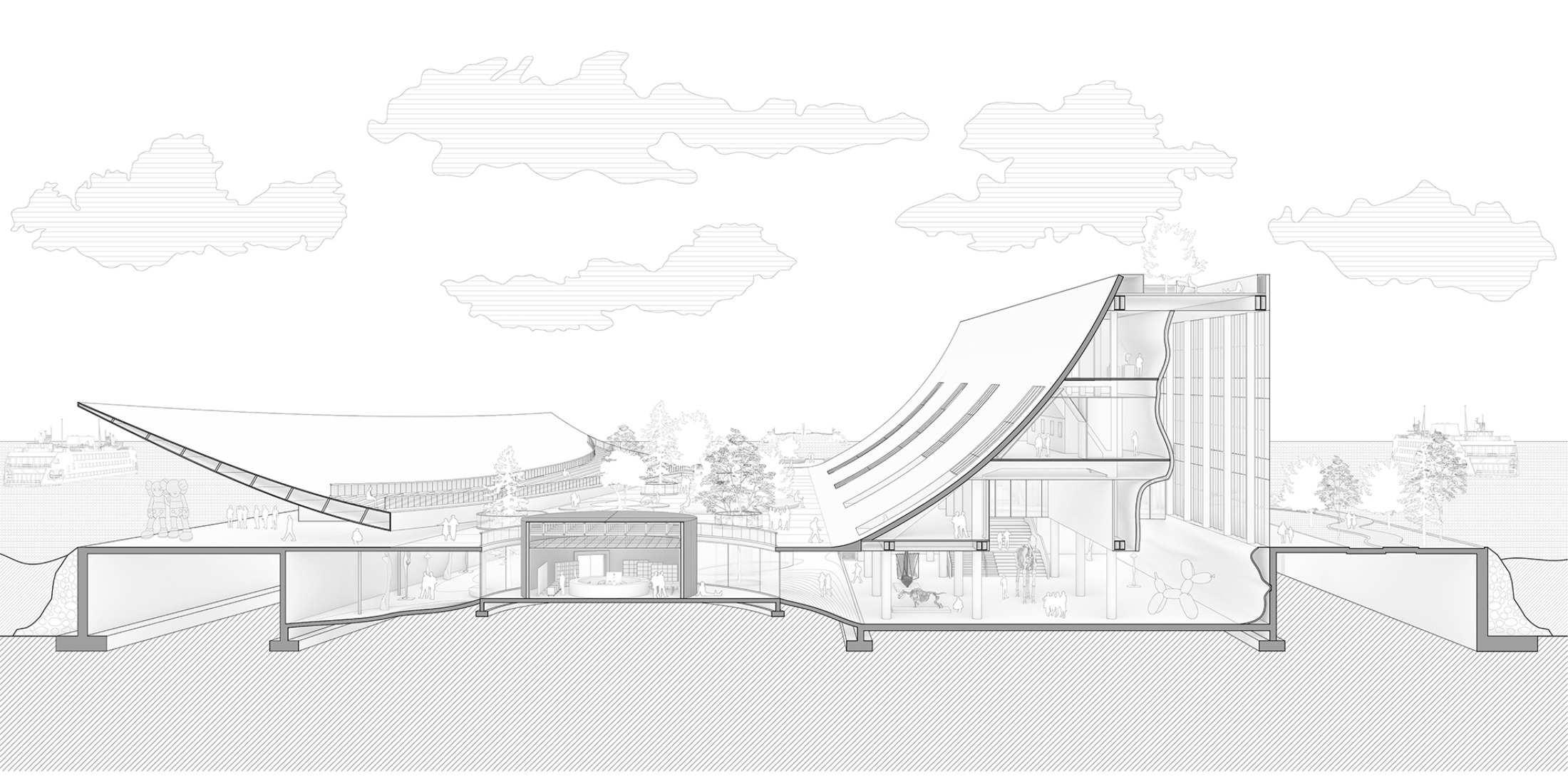 Sección perspectivada. Museo Brise-Vent del Puerto de Havre por LYT-X Studio.