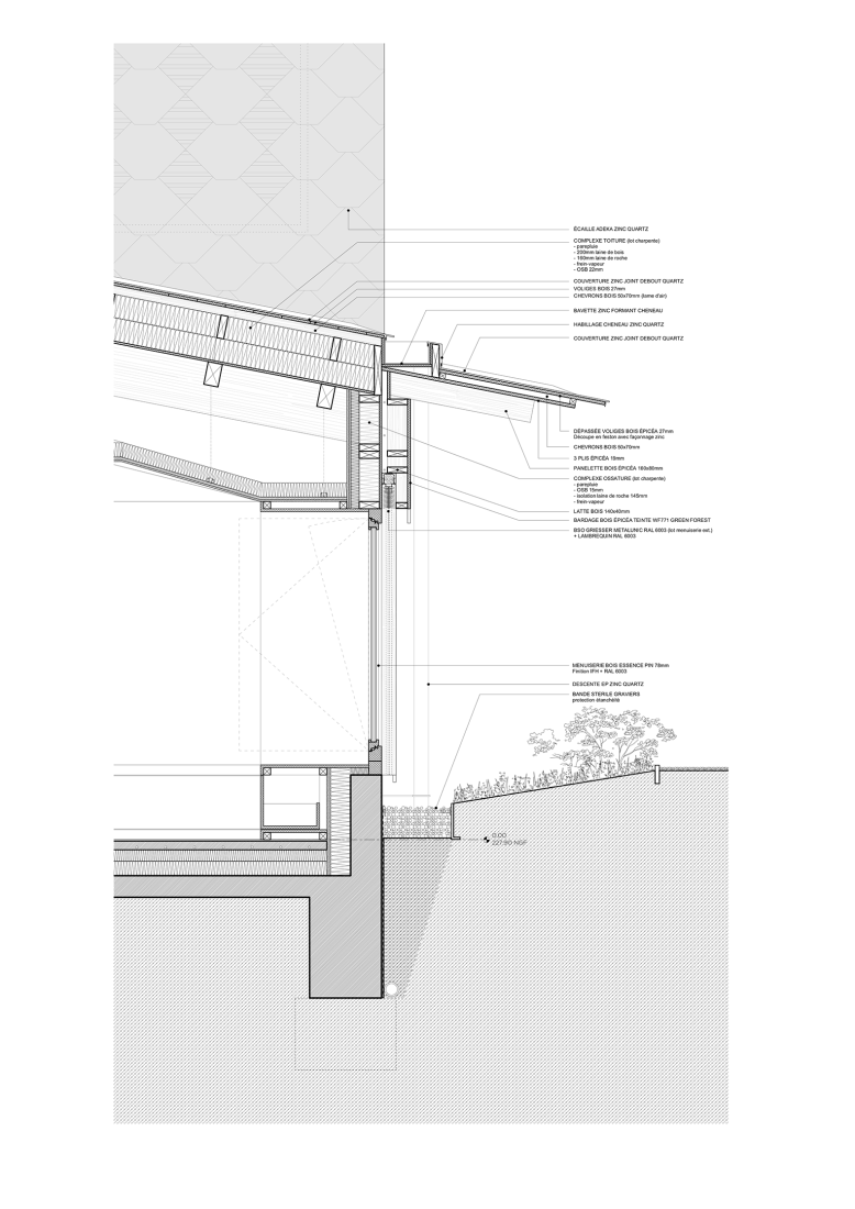 Construction section. School of music, dance and theater by LINK architectes + DLD architectes. 
