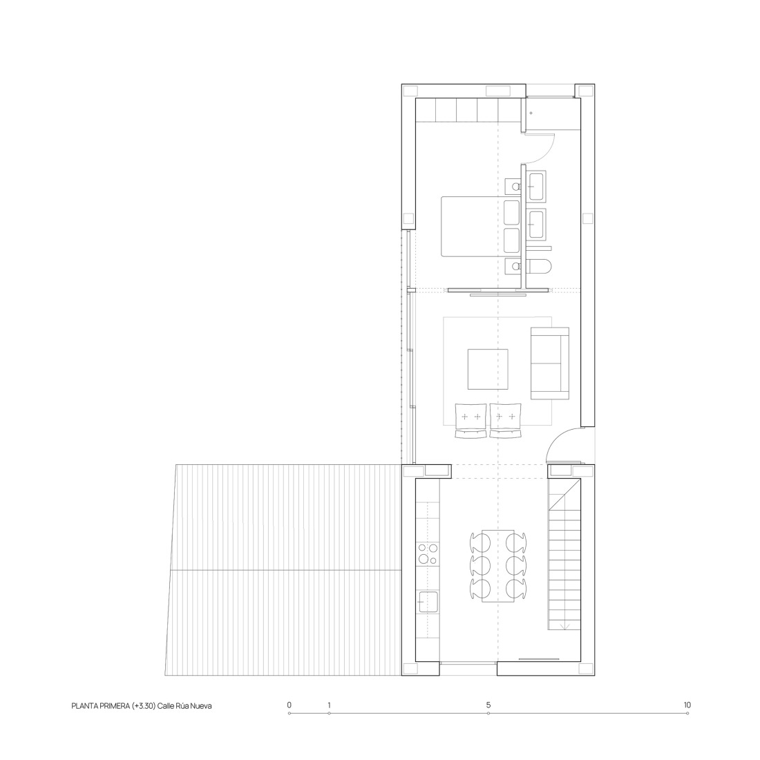Plano de planta baja. Casa CL por Estudio Arquitectura Hago.