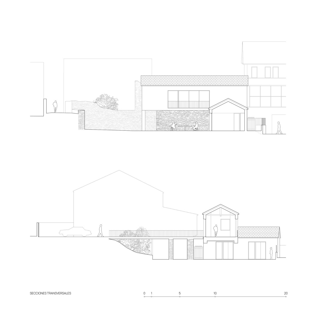 Alzado / Sección. Casa CL por Estudio Arquitectura Hago.