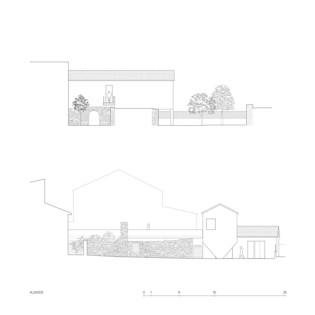 Alzado / Sección. Casa CL por Estudio Arquitectura Hago.