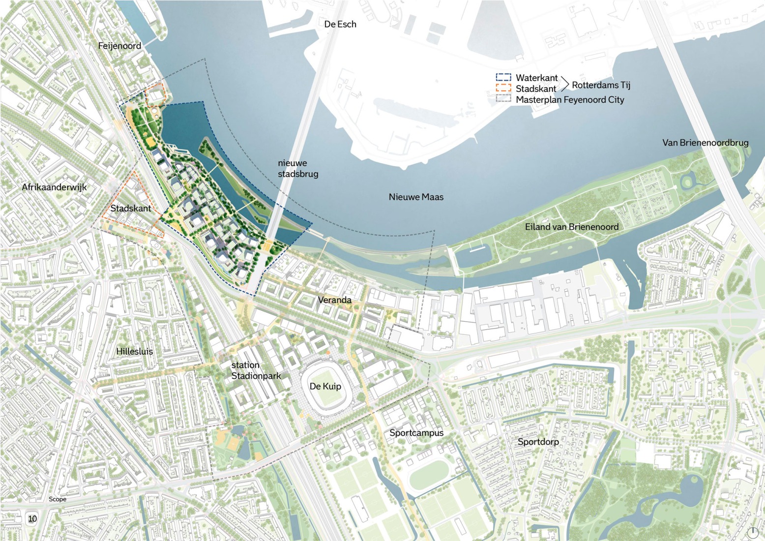 Masterplan Feyenoord City, Waterkant and Stadskant by EFFEKT, OMA and LOLA.