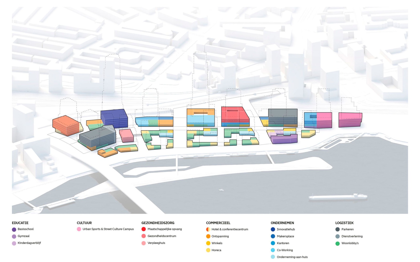Indication of diversity in the programming of built spaces in education, culture, healthcare, commercial, entrepreneurship and Logistics.