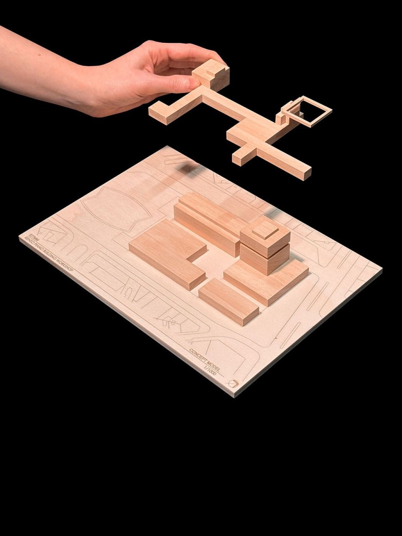 Maqueta. Centro Comercial Montparnasse y Torre CIT por Renzo Piano Building Workshop.