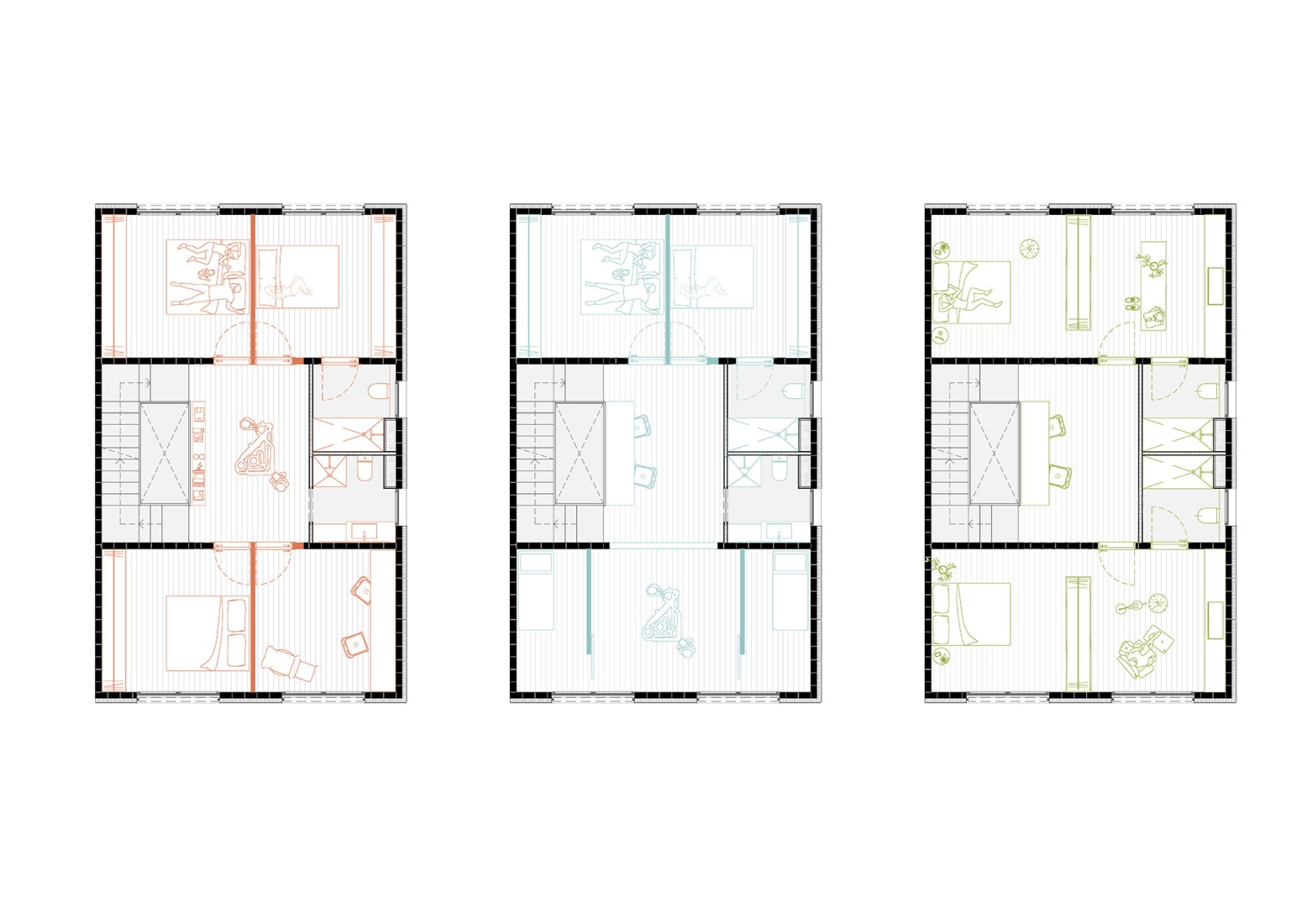 Ground floor combination plans. Tiana Hills by Sau Taller d'Arquitectura.
