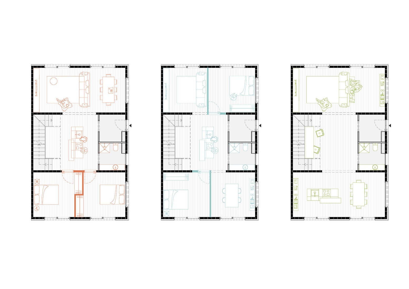 First floor combination plans. Tiana Hills by Sau Taller d'Arquitectura.