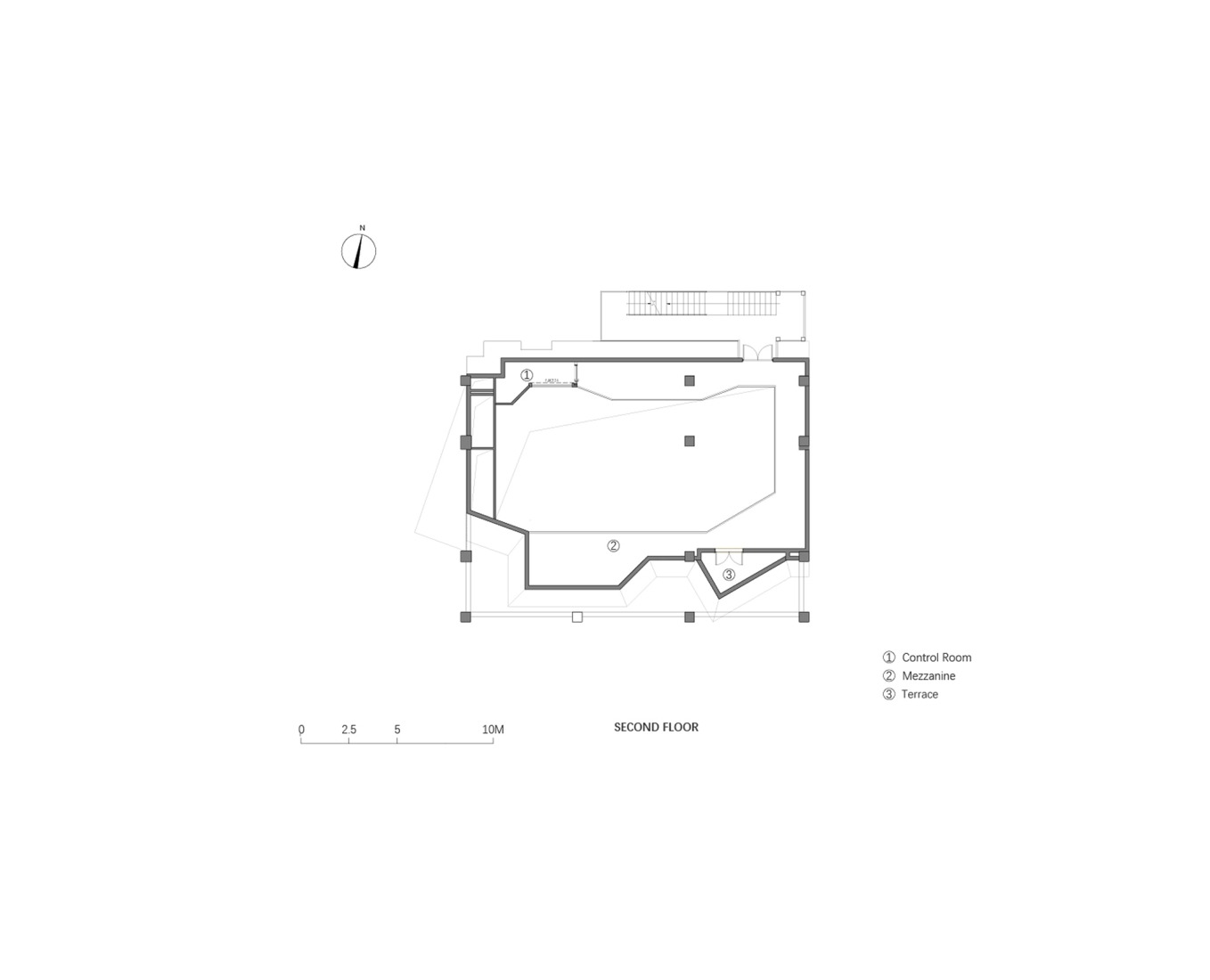 First floor plan. "Verdant Ridges" Theater by Wutopia Lab.
