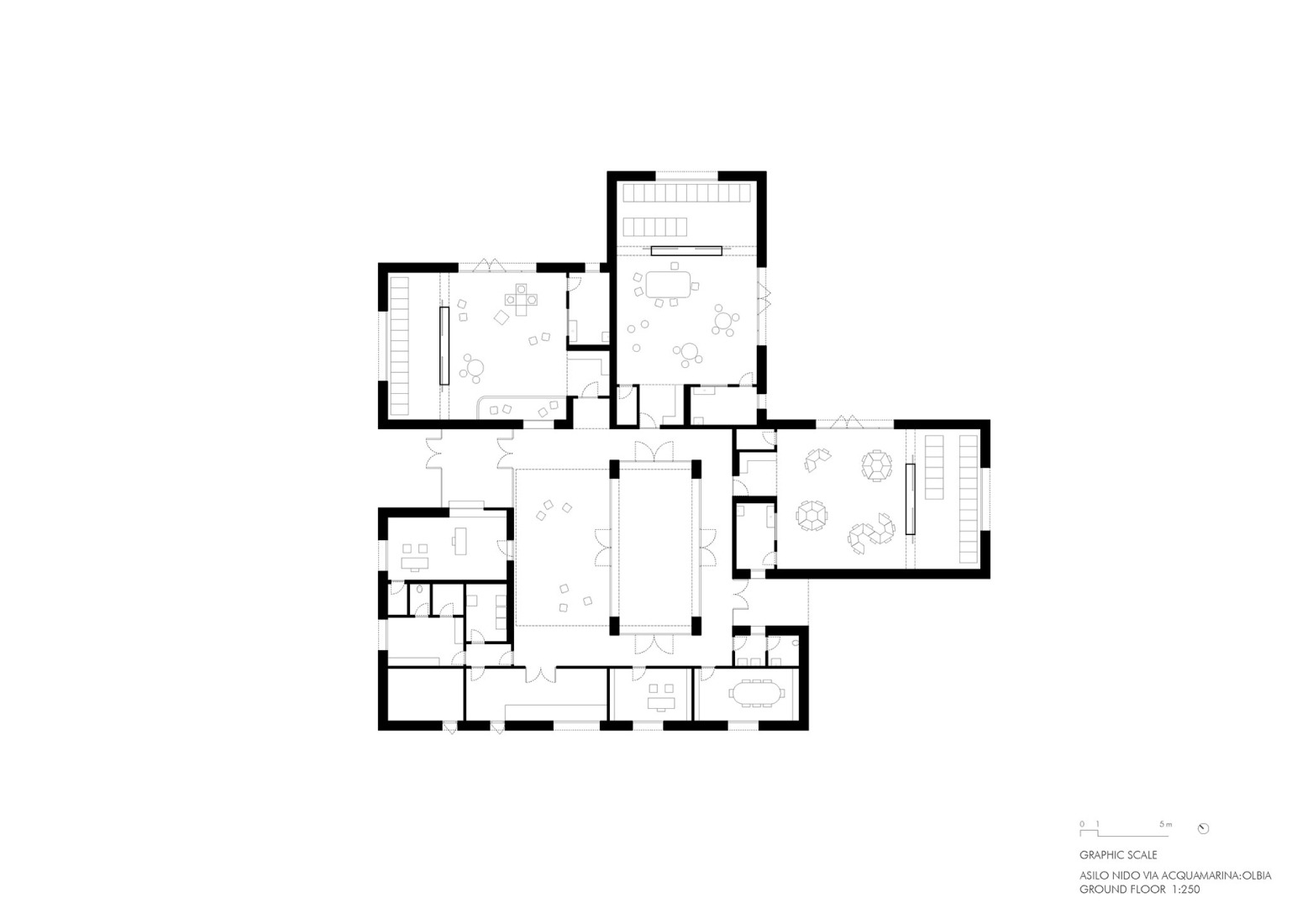 Ground floor plan. Nursery school on Via dell’Aquamarina Studio Associato di Architettura LERUA. 