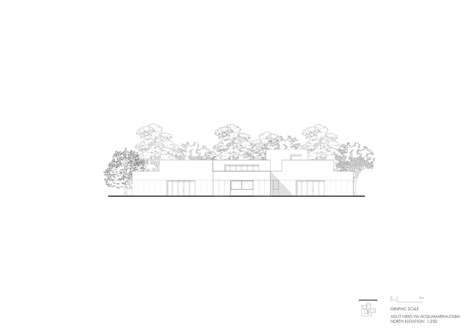 North Elevation. Nursery school on Via dell’Aquamarina Studio Associato di Architettura LERUA. 