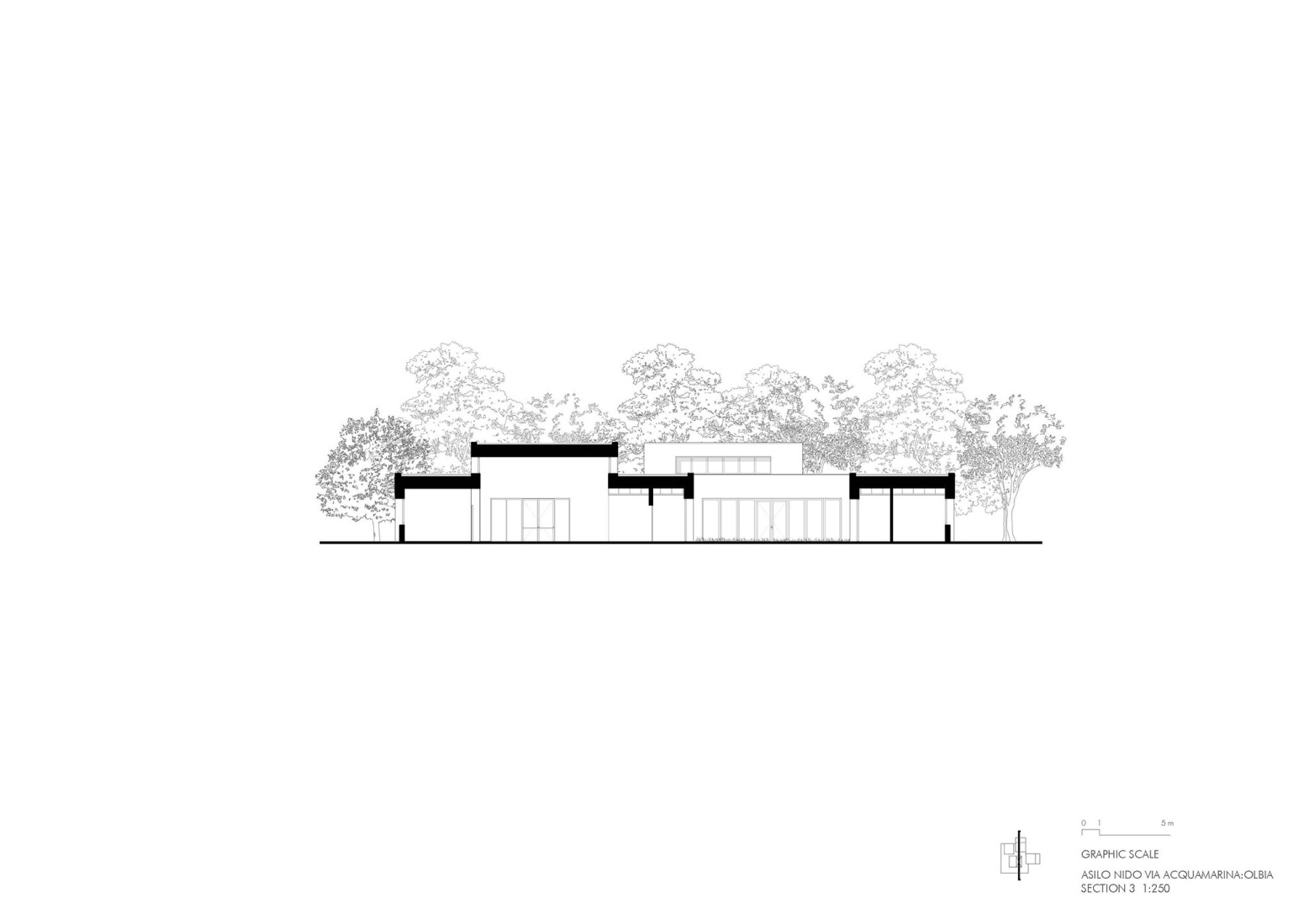 Section. Nursery school on Via dell’Aquamarina Studio Associato di Architettura LERUA. 