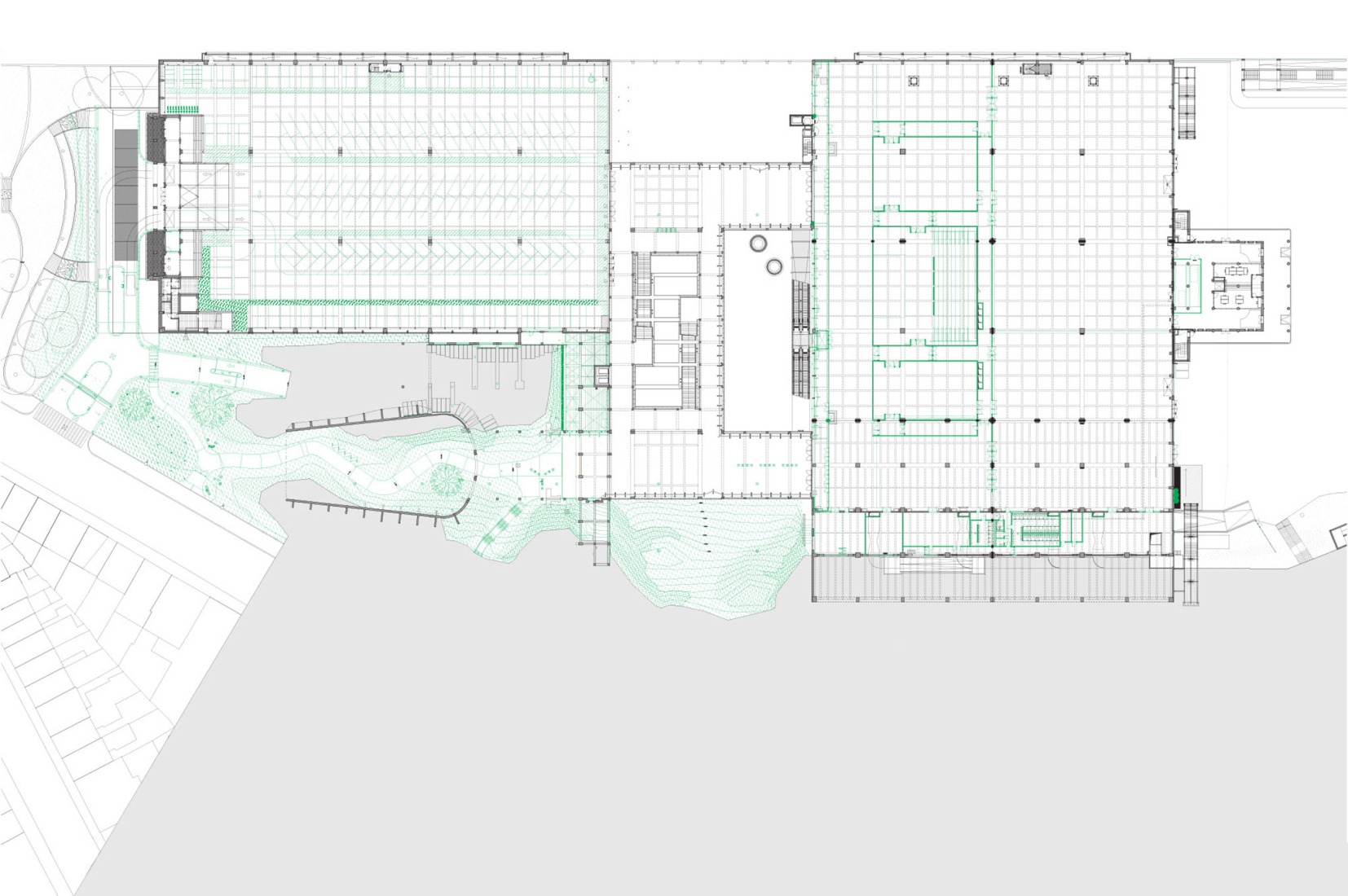 Ground floor plan. Charleroi Palais des Expositions by architecten jan de vylder inge vinck and AgwA.