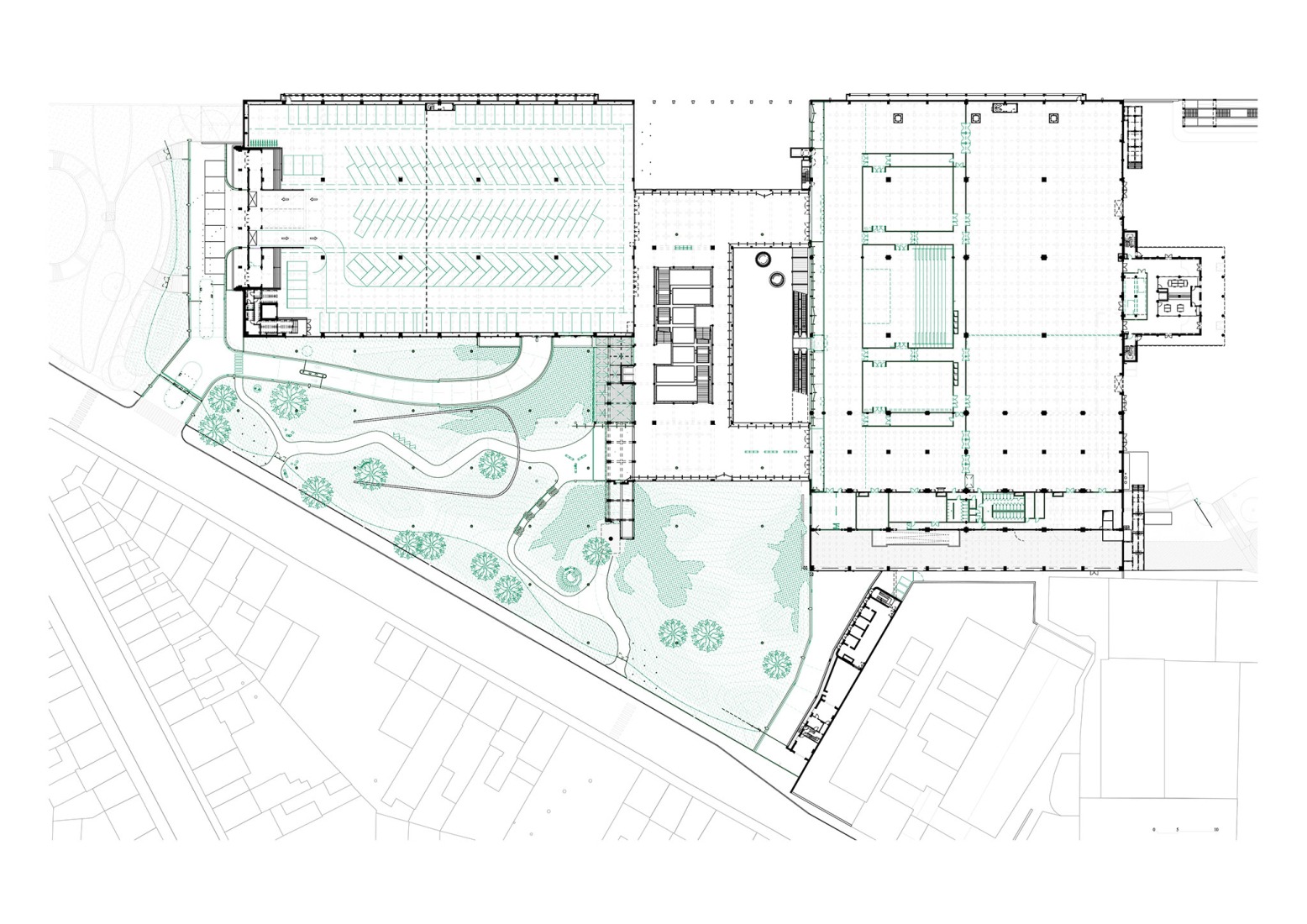 First floor plan. Charleroi Palais des Expositions by architecten jan de vylder inge vinck and AgwA.