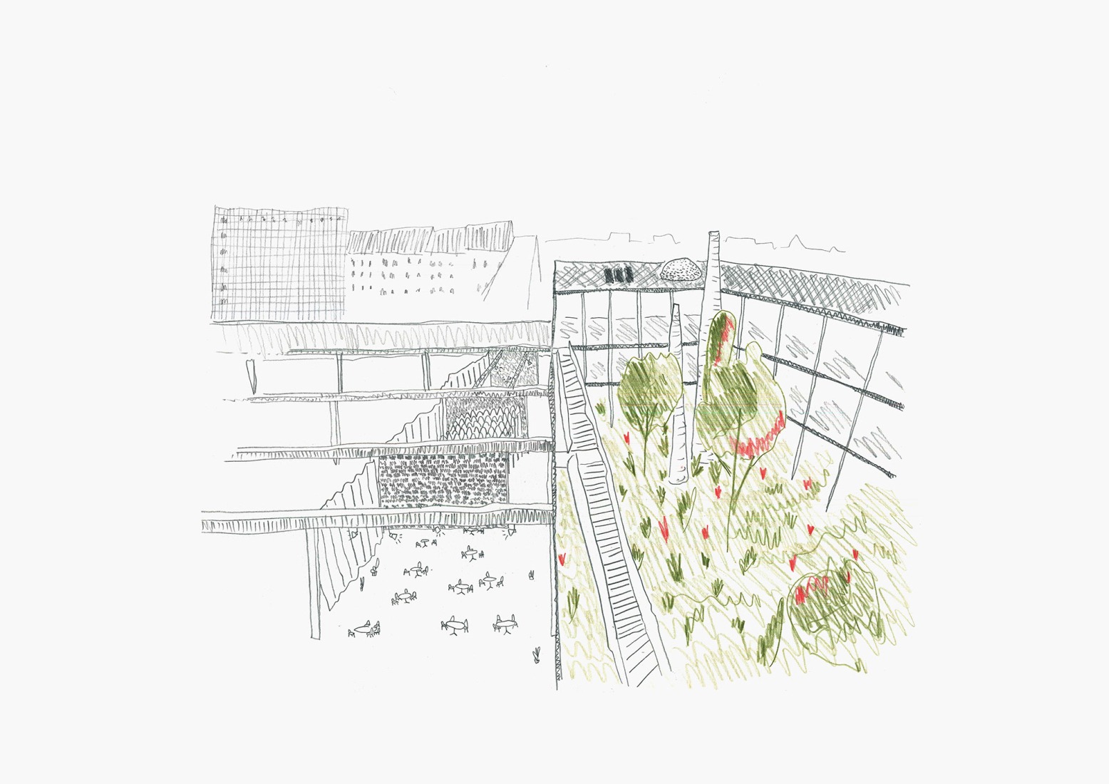 Sketch. Charleroi Palais des Expositions by architecten jan de vylder inge vinck and AgwA.