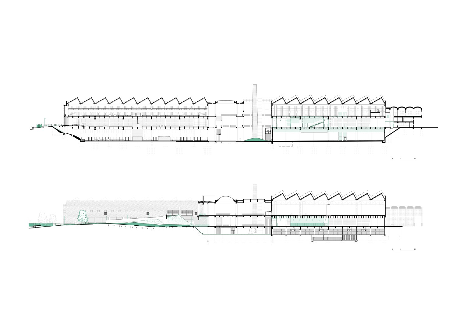 Sections. Charleroi Palais des Expositions by architecten jan de vylder inge vinck and AgwA.