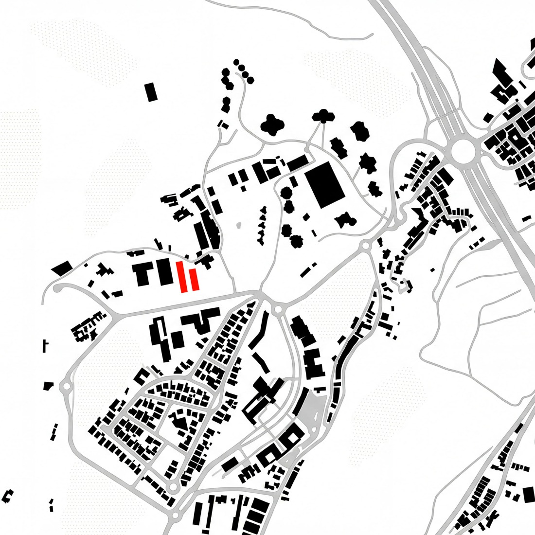 Plano de situación. Edificio de Laboratorios e Investigación Avanzada por ORBAICETA ALDABA y COR.
