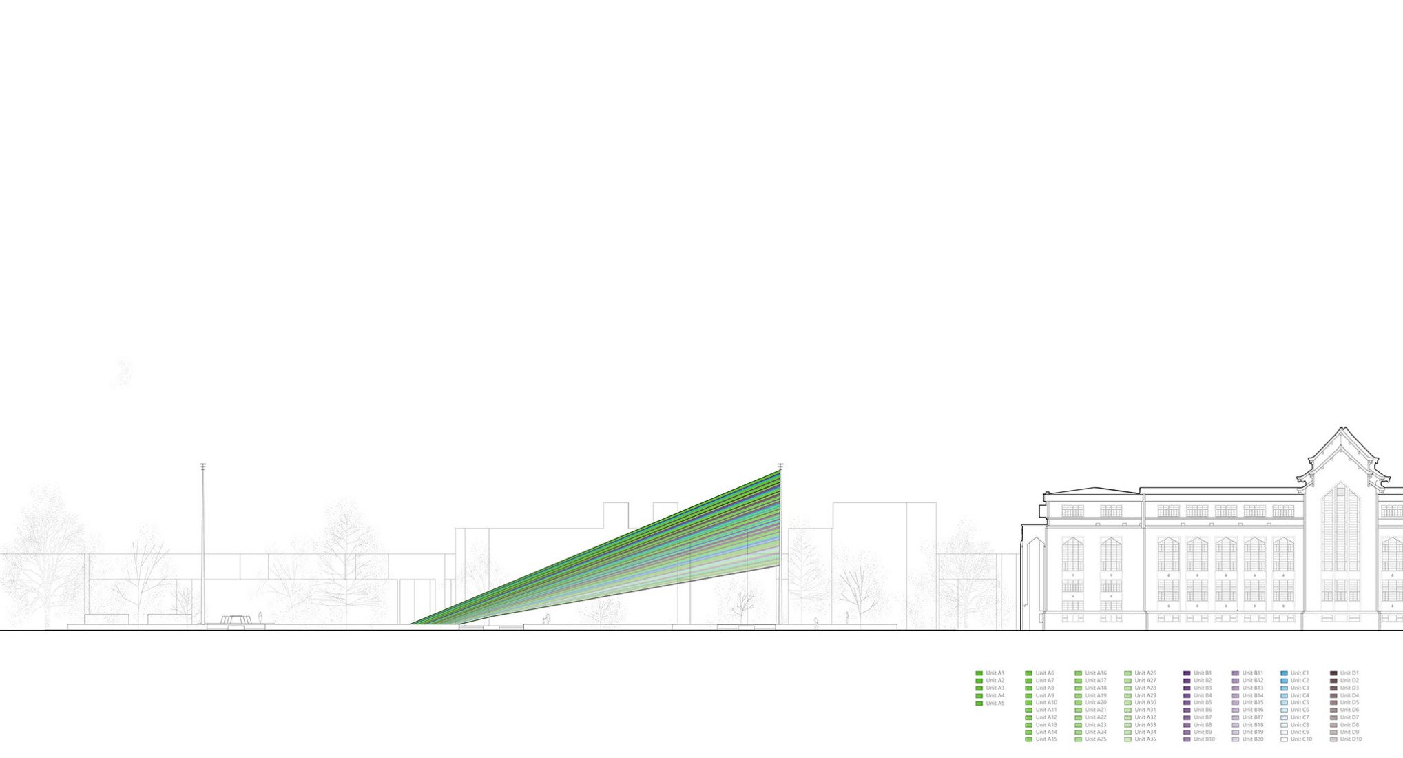 Alzado este. «High Line Bangkok» por HAS design and research.