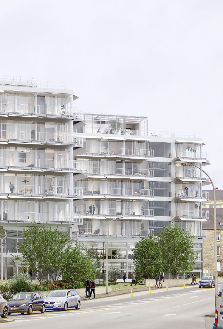 Rendering by Gwénaël Gosh. Transformation of the "Cité Administrative" by Lacaton & Vassal and Emmanuelle Delage.