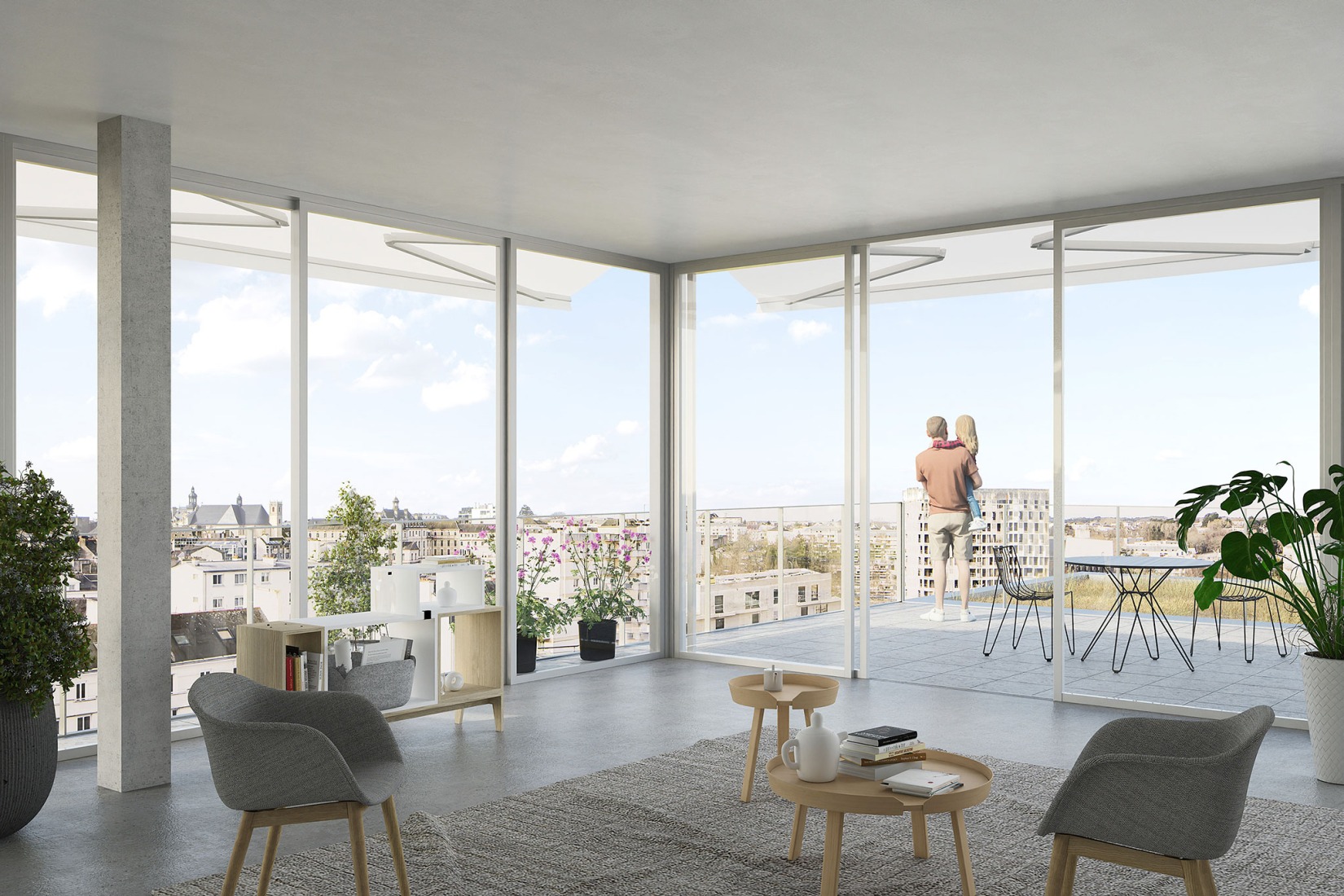 Rendering by Gwénaël Gosh. Transformation of the "Cité Administrative" by Lacaton & Vassal and Emmanuelle Delage.