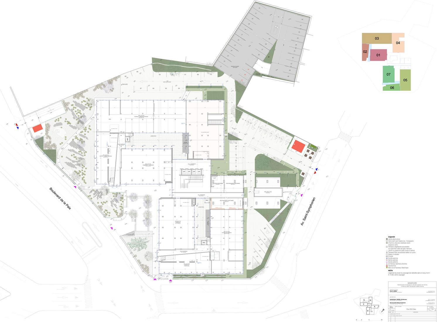 Ground floor plan. Transformation of the "Cité Administrative" by Lacaton & Vassal and Emmanuelle Delage.