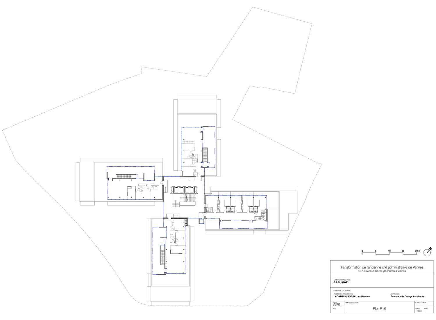 Sixth floor plan. Transformation of the "Cité Administrative" by Lacaton & Vassal and Emmanuelle Delage.
