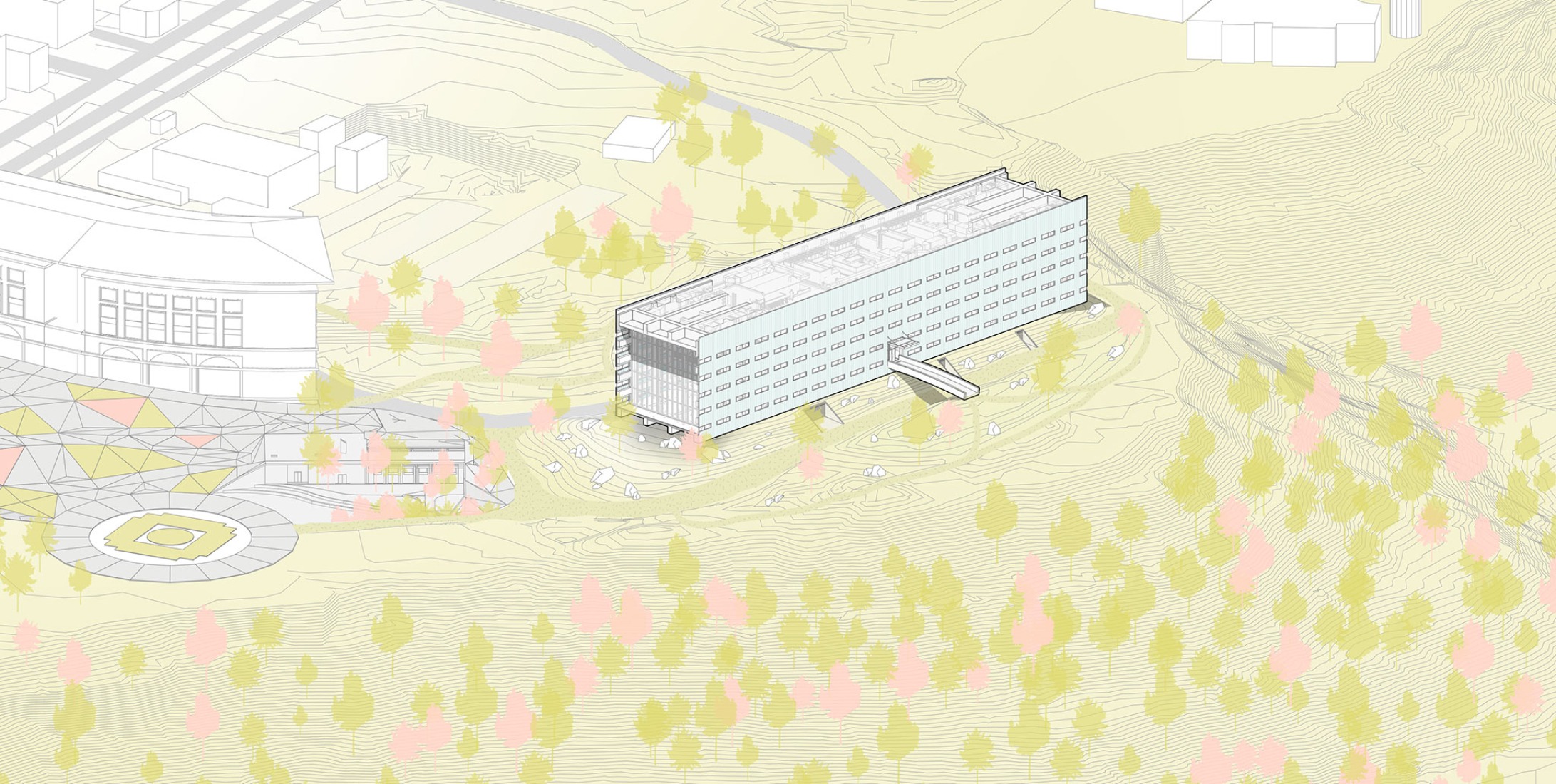 Axonometric. "EU TUMO" Convergence Center by MVRDV.