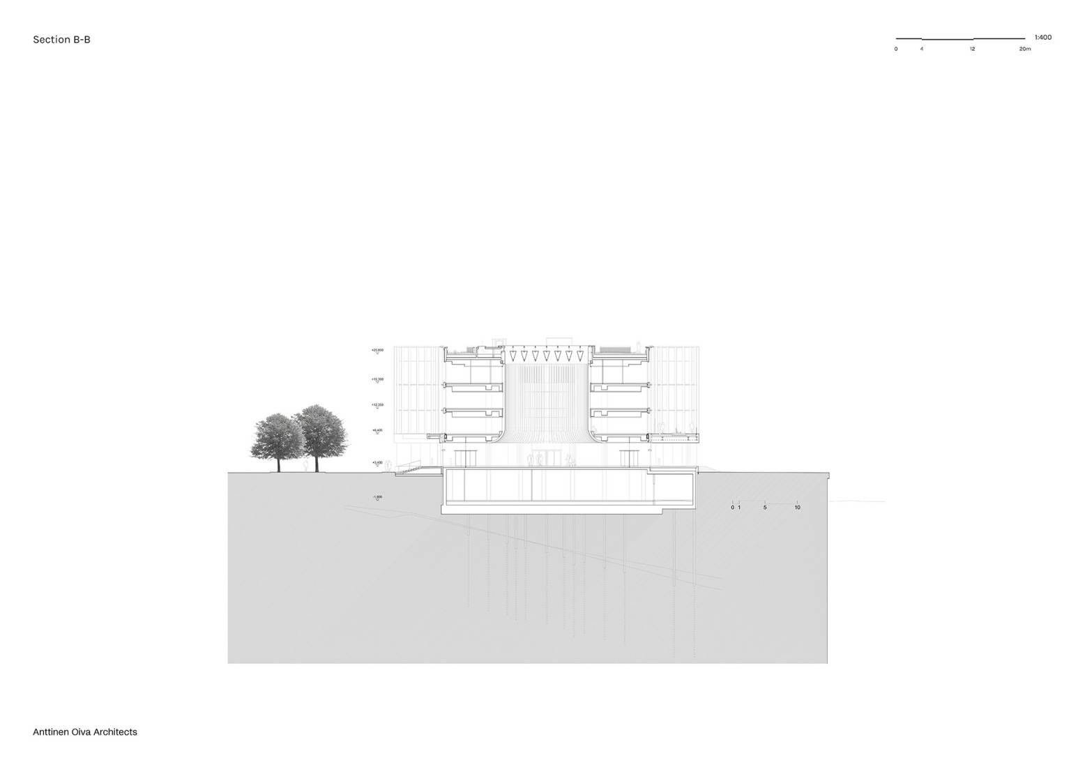 Cross Section. Katajanokan Laituri by Anttinen Oiva Architects.