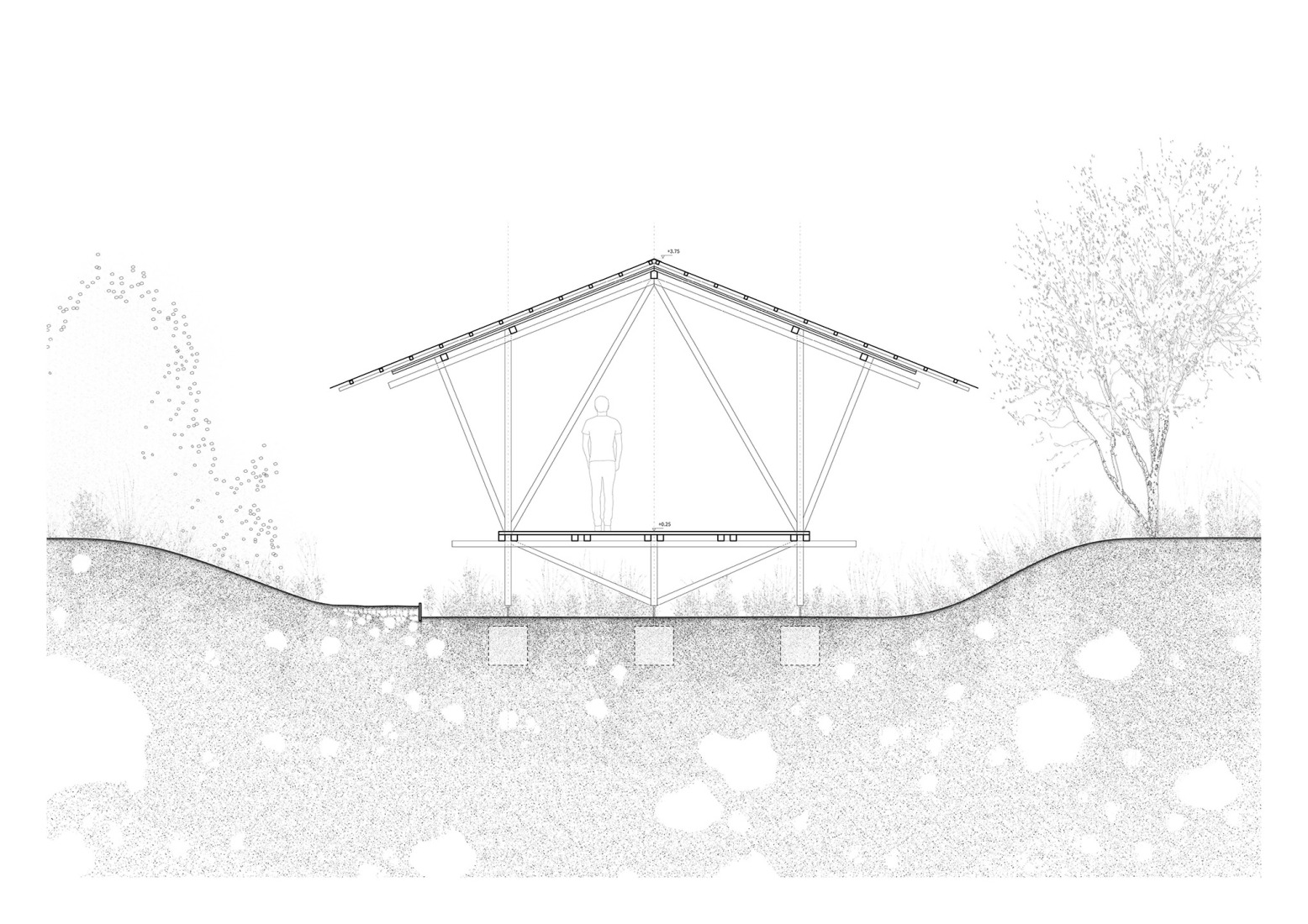 Front elevation. Taller Agropoético by Atelier Poem.