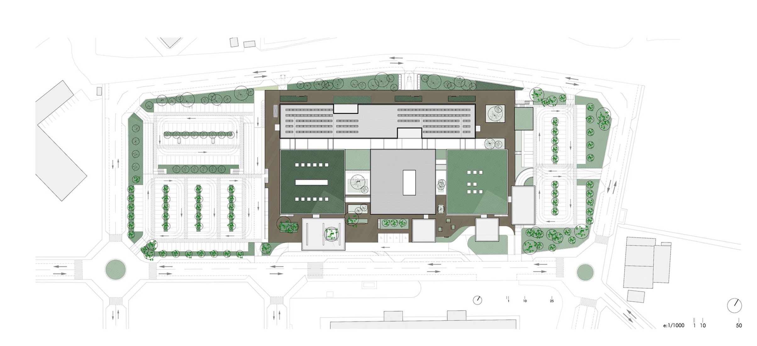 Ground floor plan. Ontinyent Hospital by Contell-Martínez and Manuel Vega.
