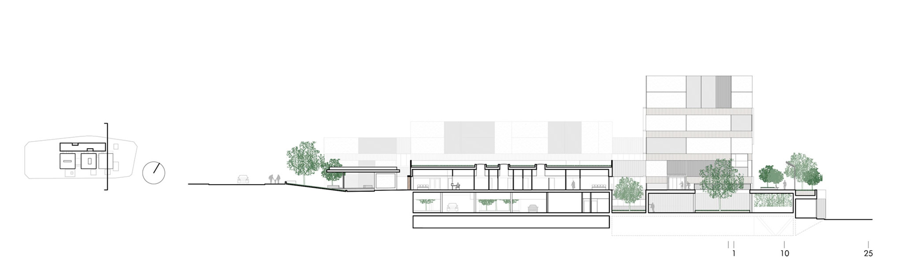 Section. Ontinyent Hospital by Contell-Martínez and Manuel Vega.