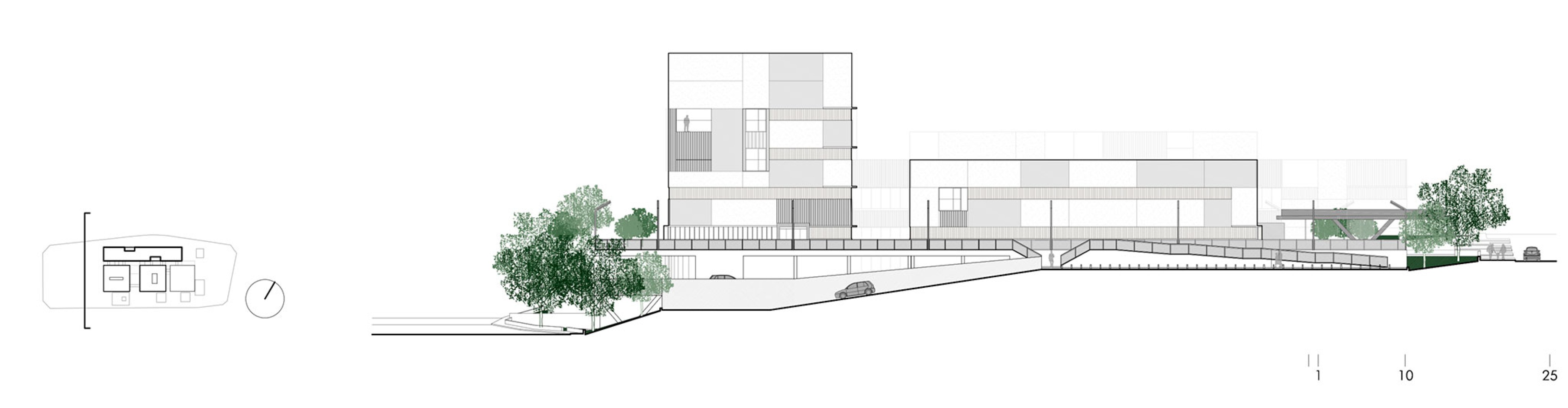 Section. Ontinyent Hospital by Contell-Martínez and Manuel Vega.