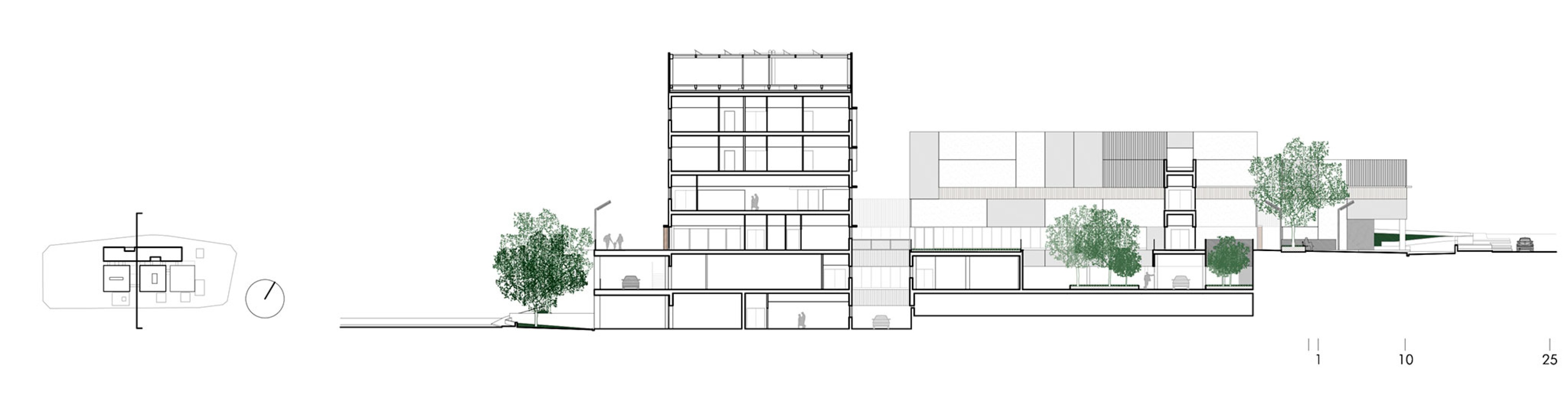 Section. Ontinyent Hospital by Contell-Martínez and Manuel Vega.