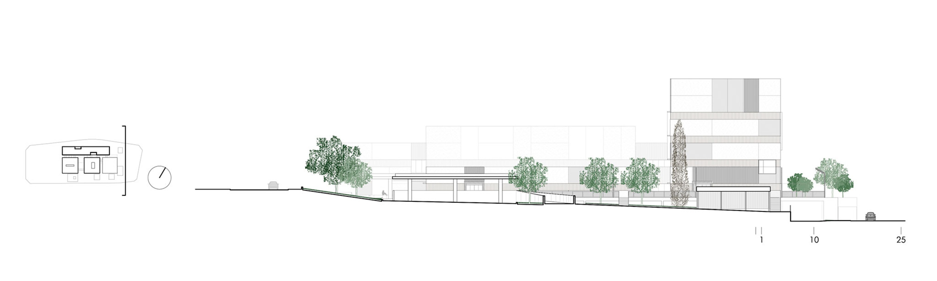 Elevation. Ontinyent Hospital by Contell-Martínez and Manuel Vega.