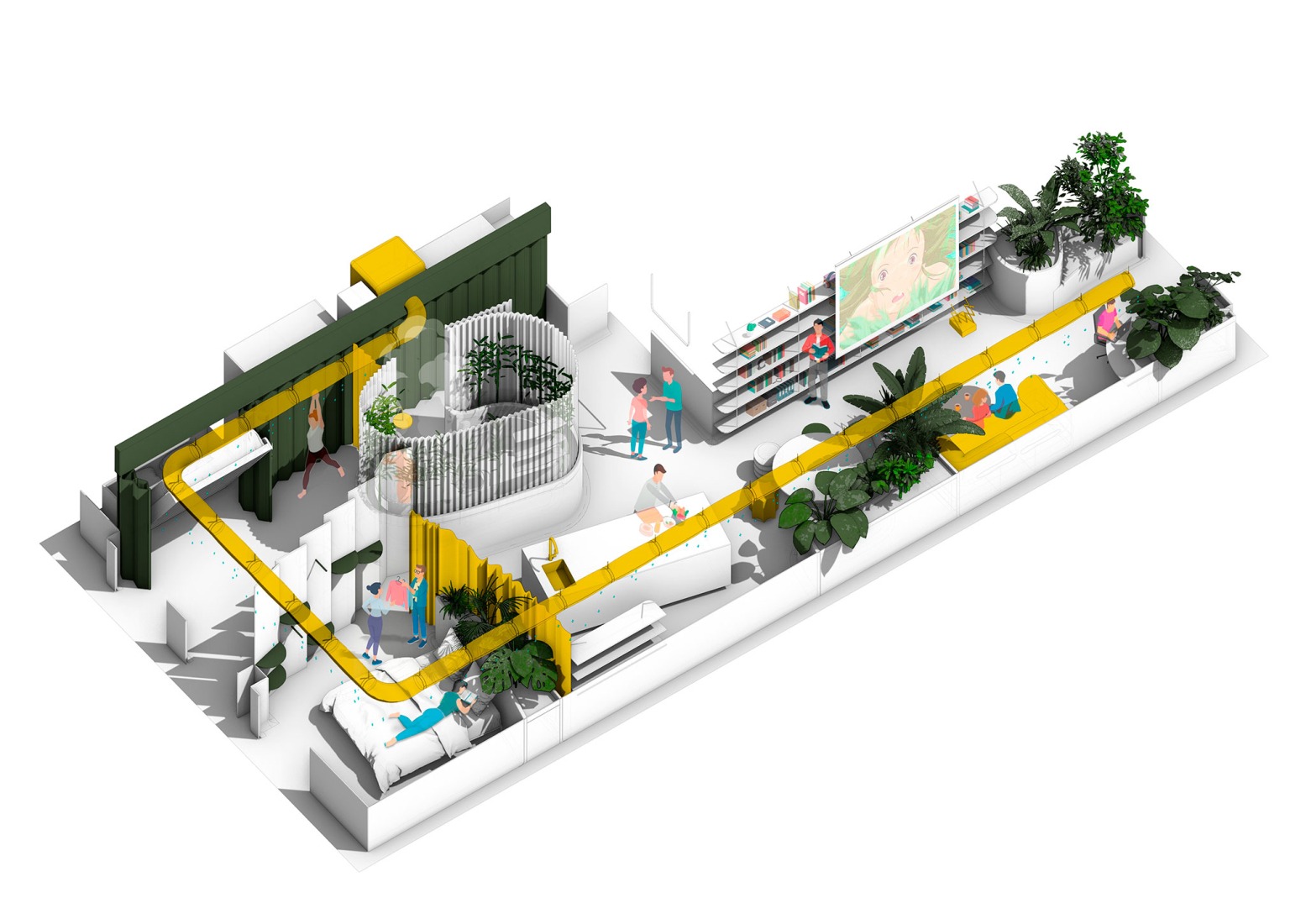 Axonometry. Corrigan studio by Corrigan Architects.