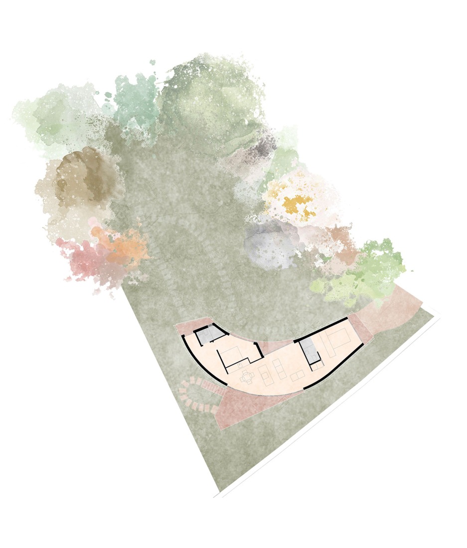 Plano de planta baja. Vivienda unifamiliar «Big Fish» por F5 Proyectos y Arquitectura. 