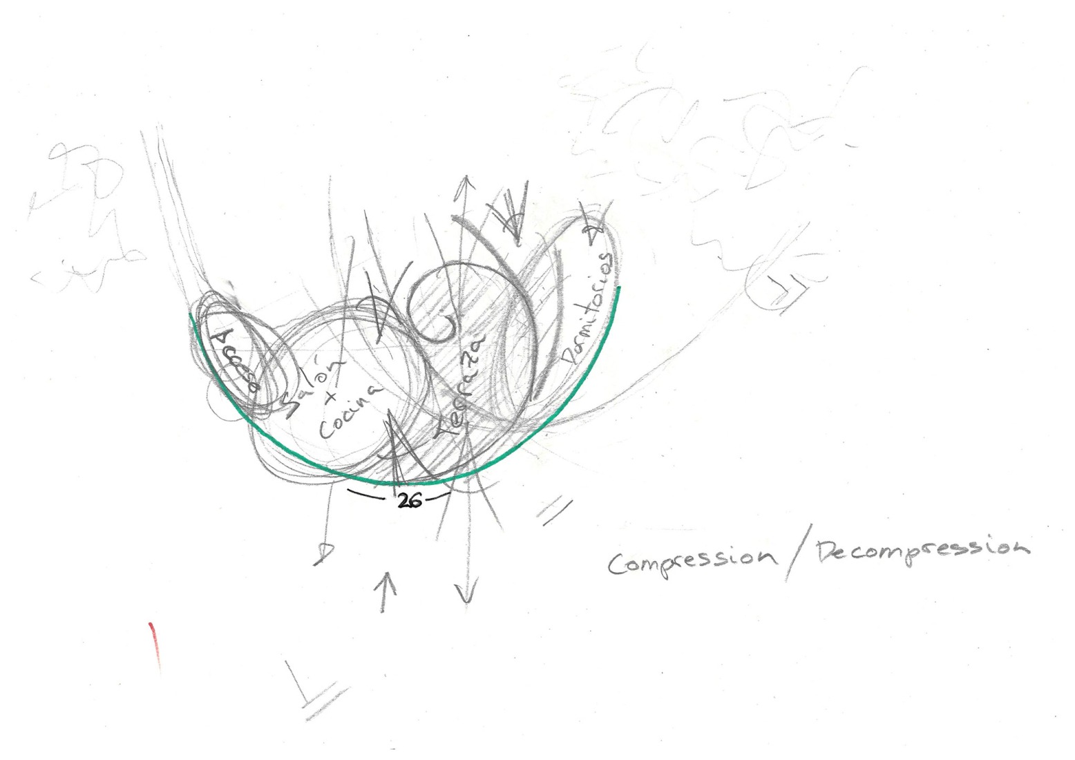 Boceto. Vivienda unifamiliar «Big Fish» por F5 Proyectos y Arquitectura.